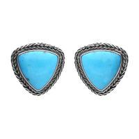 Sterling Silver Turquoise Triangular Large Foxtail Earrings