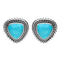 Sterling Silver Turquoise Foxtail Triangular Stud Earrings