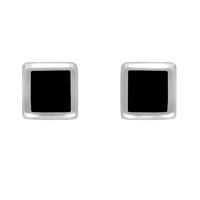 Sterling Silver Whitby Jet Dinky Square Stud Earrings