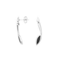 Sterling Silver Whitby Jet Toscana Long Marquise Drop Earrings