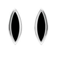 Sterling Silver Whitby Jet Toscana Marquise Stud Earrings