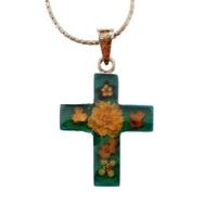 Sterling Silver Real Flower Crucifix Necklace -Taxco Mexico