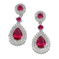 Sterling Silver Red CZ Earrings