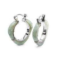 Sterling Silver Jade Hoop Earrings