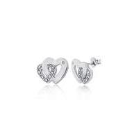 Sterling Silver & Diamond Heart Studs