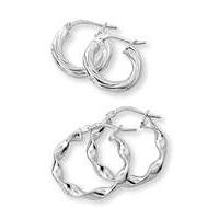 Sterling Silver Set 2 Hoop Earrings