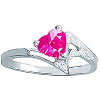 Sterling Silver 0.60ct Pink Topaz Heart Ring