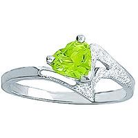 Sterling Silver 0.60ct Peridot Heart Ring