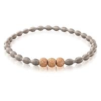 stainless steel spring 3x rose gold plated bead bangle sp1011