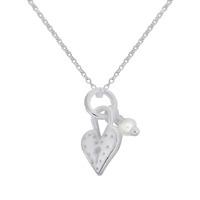 Sterling Silver Heart Lock Simulated Pearl Pendant 8.18.9674