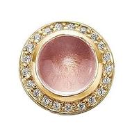 Story Silver Gold Plated Clear CZ Round Rose Quartz Charm 5408890