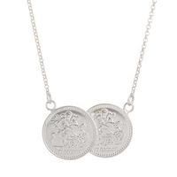 Sterling Silver Small Double St George Coin Necklace BT2000