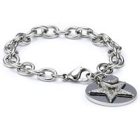 Stainless Steel Cubic Zirconia Star Disc Bracelet ESBR11607A190