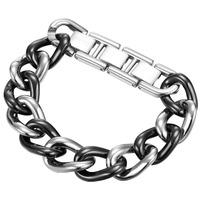 Stainless Steel Black Large Link Bracelet ELBR11606B195