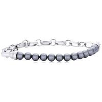 Stainless Steel Grey Simulated Pearl Bracelet ESBR11585B180