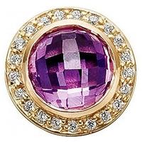 story gold plated clear purple cubic zirconia button charm 5208888