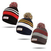 Striped Bobble Beanie Hats