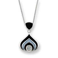 Sterling Silver Onyx and Moonstone Teardrop Pendant NN0135A