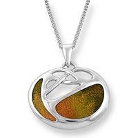 sterling silver orange enamel art deco pendant sn0456c