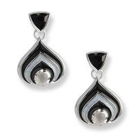 Sterling Silver Onyx and Moonstone Teardrop Dropper Earrings NE0135A