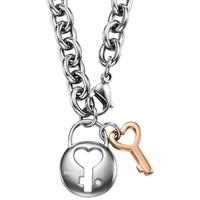 Sterling Silver Gold Plated Lock and Key Necklet ESNL11854A420