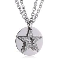 Stainless Steel CZ Star Disc Necklet ESNL11844A800