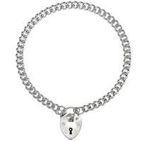 Sterling Silver Padlock Safety Chain Curb Charm Bracelet S55CCB