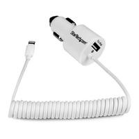 startechcom usblt2pcarw apple lightning 2 port car charger cable