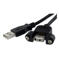 startechcom usbpnlafam1 1 ft panel mount usb cable a to a fm