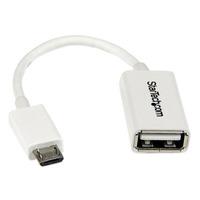 StarTech.com UUSBOTGW 5in White Micro USB To USB OTG Host Adapter M/F