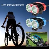 Super Bright USB Bike Light 2400 Lumens Powerful Double Lights Bicycle Cycling LED Safety Front Light Flashlight Waterproof
