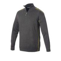 Sunderland Mens Pampero Lined Zip Neck Sweater Dark Grey Marl/Lime M