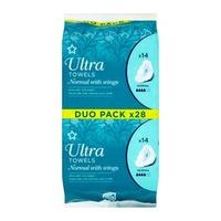 Superdrug Normal Ultra Towel with Wings Duo Pack x 28