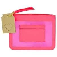 superdrug pvc wallet with cardholder neon pink