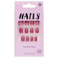 Superdrug Short Oval Fake Nails Purple, Pink