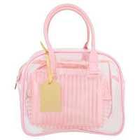 Superdrug Pink Stripe Pvc Cosmetic Bag 3 Pc Set