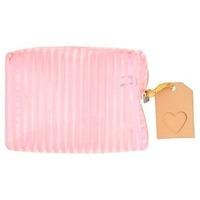Superdrug Light Pink Pvc Stripe Cosmetic Bag