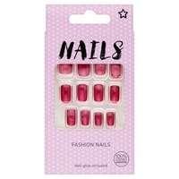 Superdrug Short Square Fake Nails Deep Red, Red