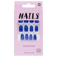 superdrug short fake nails stiletto ink blue blue