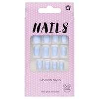 superdrug short square fake nails sky blue