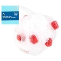 Superdrug White Shower Puff & Pink Sponge Pieces