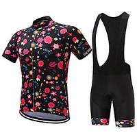 SUREA Cycling Jersey with Bib Shorts Men\'s Short Sleeve Bike Clothing Suits Quick Dry Breathable Compression Sweat-wicking Coolmax LYCRA