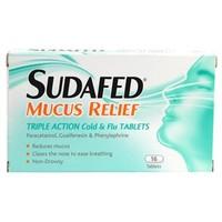 Sudafed Mucus Relief Triple Action Cold &amp; Flu Tablets 16 tablets