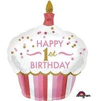 Super Shape 1st Birthday Girl Cupcake Foil Balloon