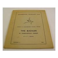 Surveys of Leicestershire Natural History No. 2 - The Badger in Charnwood Forest - A.E. Squires - Loughborough Naturalists\' Club