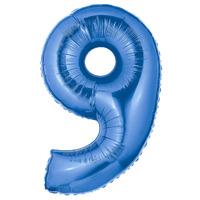 supershape blue number 9 helium balloon