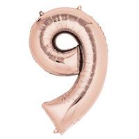 Supershape Rose Gold Number 9 Helium Balloon