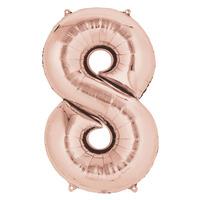 Supershape Rose Gold Number 8 Helium Balloon