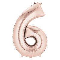 Supershape Rose Gold Number 6 Helium Balloon