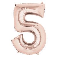 Supershape Rose Gold Number 5 Helium Balloon
